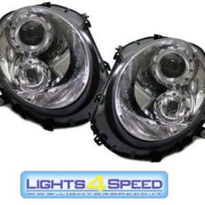 MINI - FANALI FANALE FARI ANTERIORI ANGEL EYES CHROME A LED - MINI R55, R56, R57, R58, R59