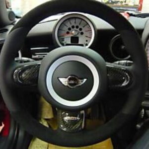 MINI - PLACCA PLACCHE PLACCHETTE JCW IN CARBONIO PER VOLANTE 3 RAZZE